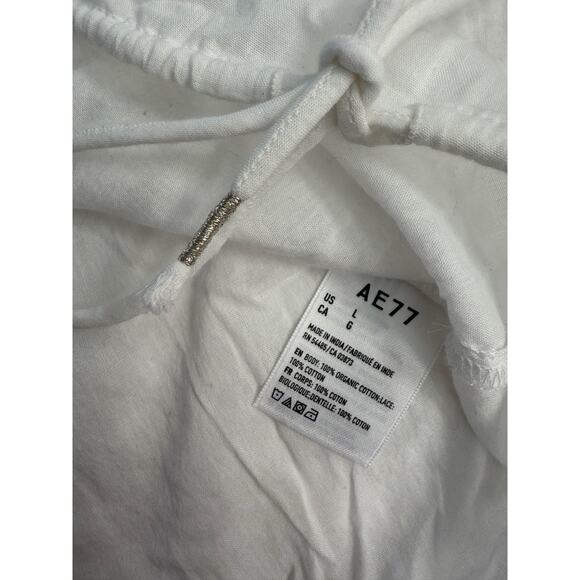 AE77 American Eagle Blouse Women's Sz L White Boho Peasant Tie Neck Eyelet NWT - Picture 6 of 6